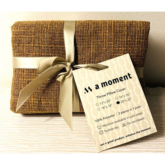 M a moment Pk of 2 Brown Tweed Stain-Resistant Throw Pillow Covers Pet-Friendly - Picture 1 of 3